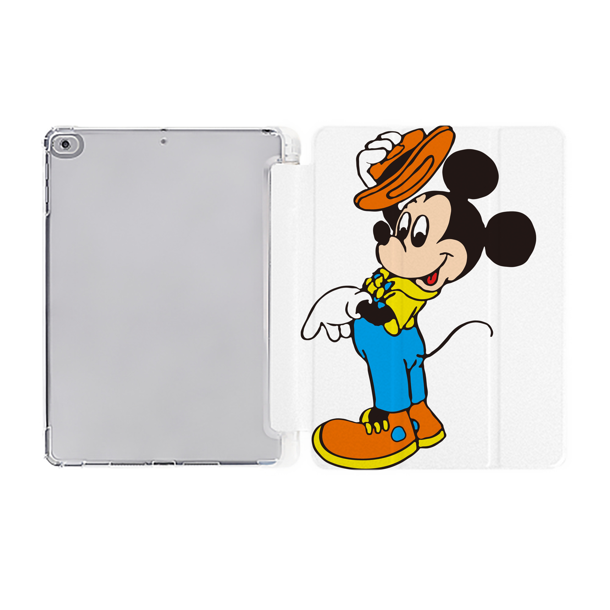（画像用） ミッキーマウス Mickey Mouse IPad ケース ペン収納付き 三つ折りスタンド PUレザー×シリコン 対応機種9.5/10.5/10.9インチ